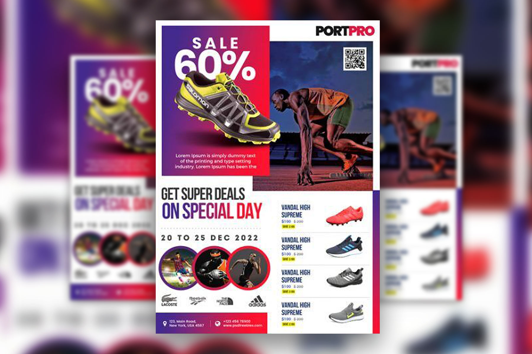 Professional Fitness Sportswear Sale Flyer Templates FREE PSD