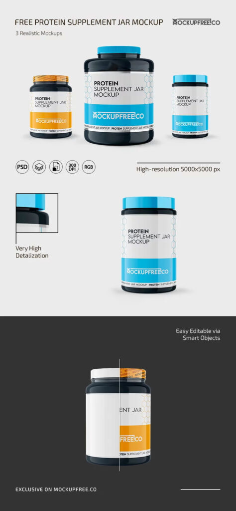 Protein Supplement Jar Mockup