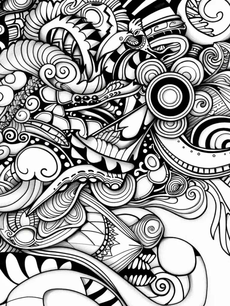 Psychedelic Doodle Wonderland ai prompt preview