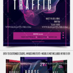 Purple, Futuristic Traffic Light Party Flyer Along with Facebook Cover Templates