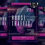 Purple, Futuristic Traffic Light Party Flyer Along with Facebook Cover Templates