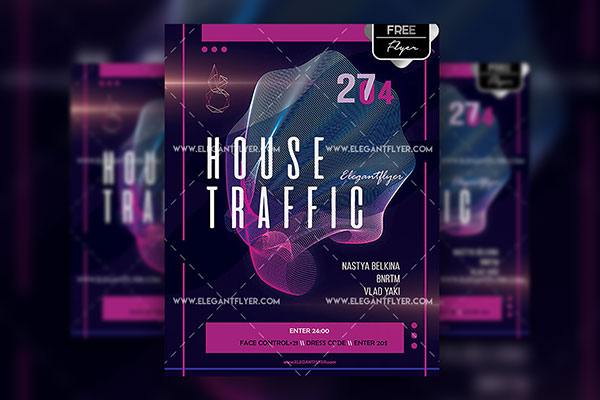 Purple, Futuristic Traffic Light Party Flyer Along with Facebook Cover Templates