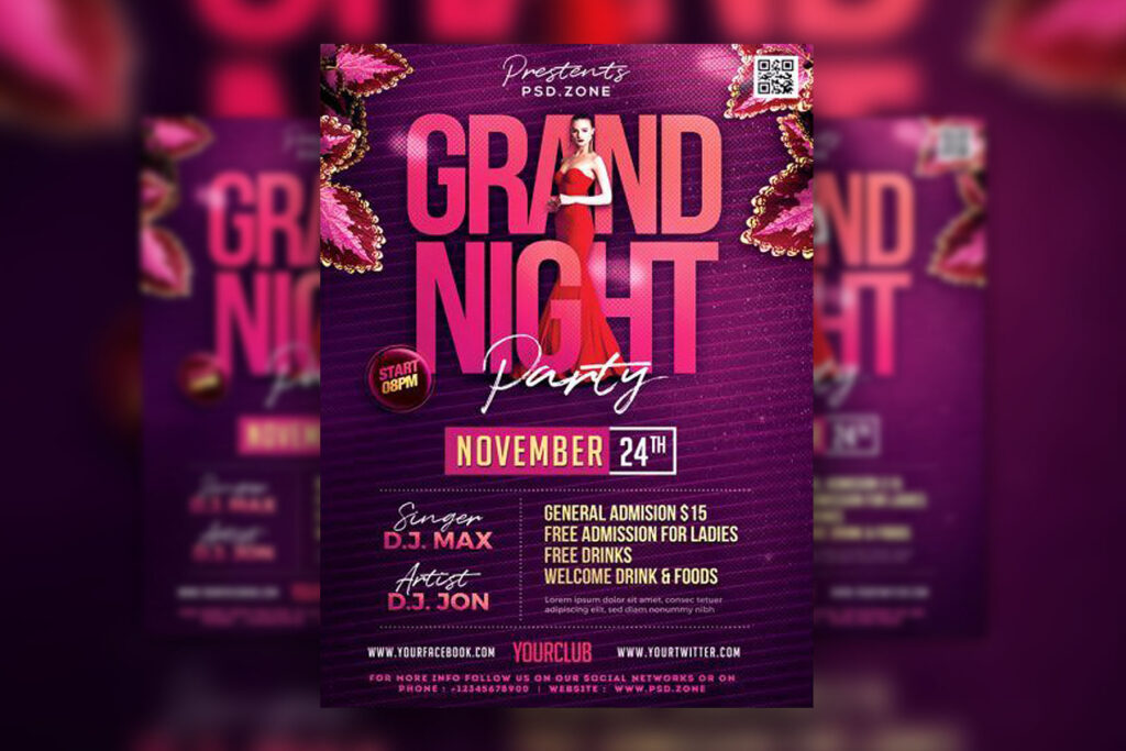 Purple Lines Night Party Flyer Template