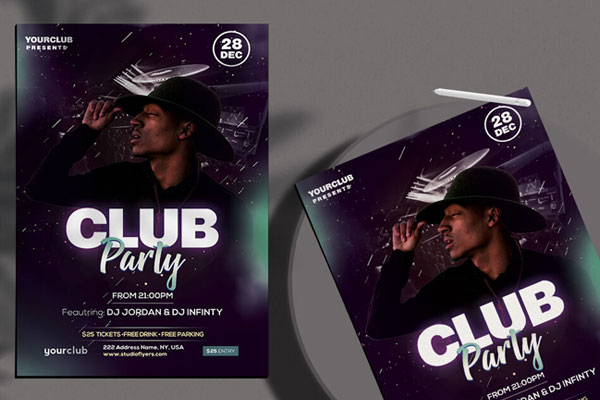 Purple Modern Nightclub Event Flyer Template