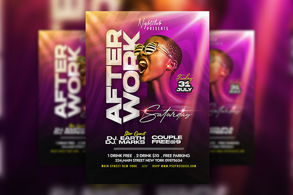 Purple Weekend Night Club Party Flyer Template