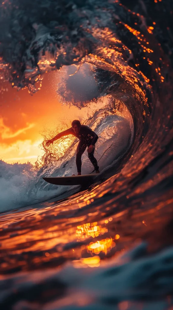 Raw Sunset Surfer Barrel