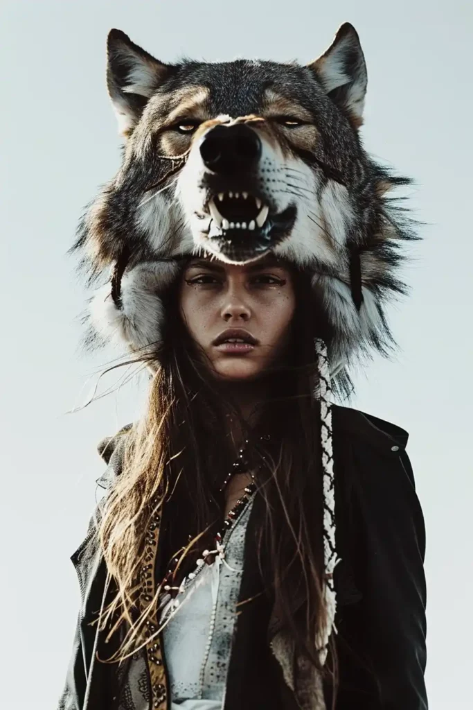 Raw Tribal Wolf Portrait