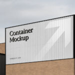 Realistic Big Metal Container Sign Mockup