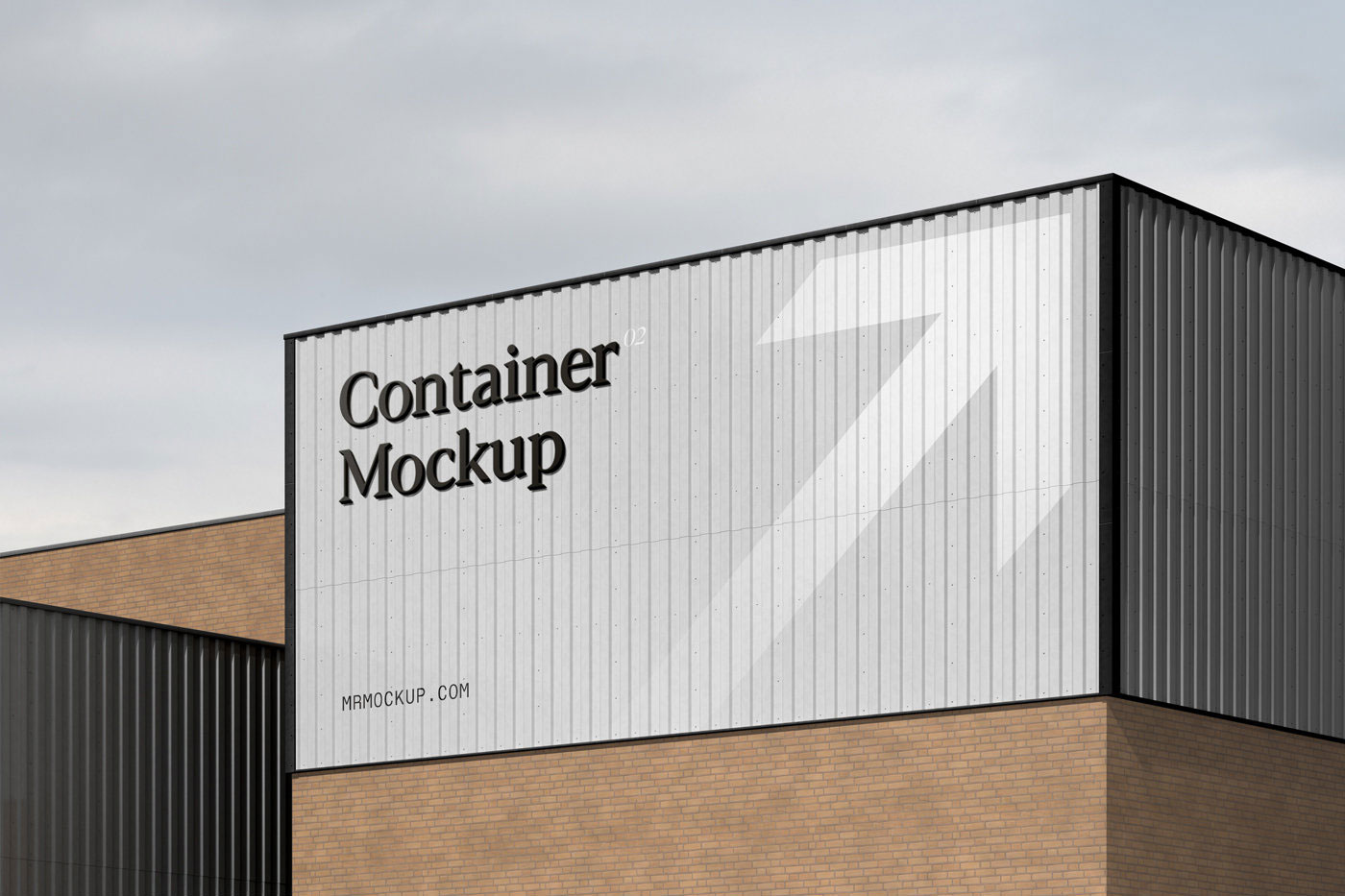 Realistic Big Metal Container Sign Mockup FREE PSD