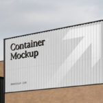 Realistic Big Metal Container Sign Mockup