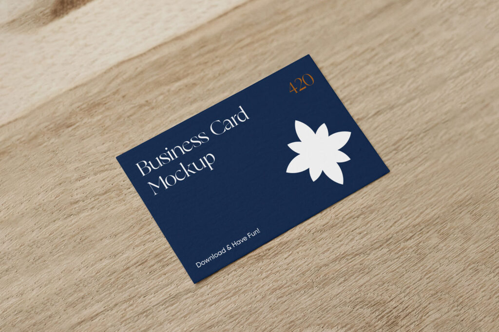 Realistic Business Card on a Wooden Surface Mockup