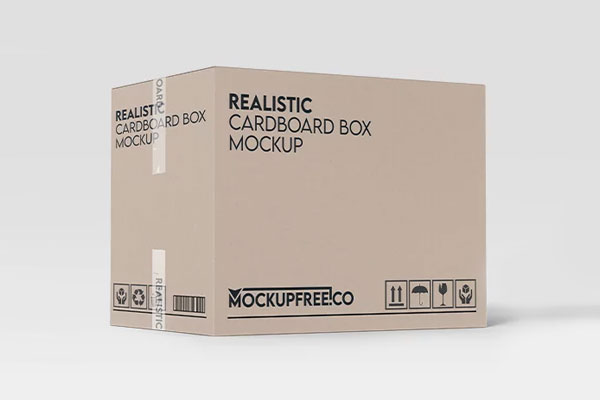 Realistic Cardboard Box Mockup