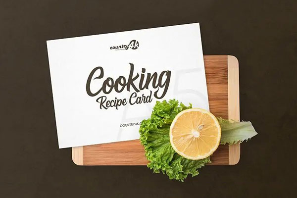 Realistic Cooking Recipe Card Mockup from a Top View