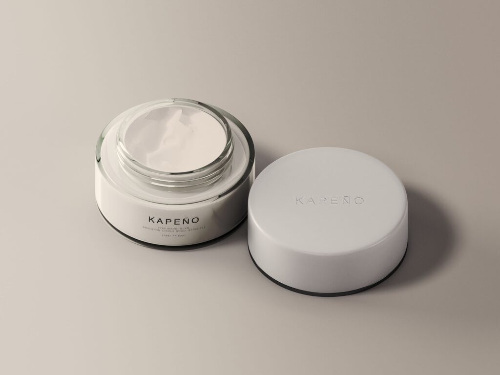 Realistic Cream Jar with the Lid off Mockup