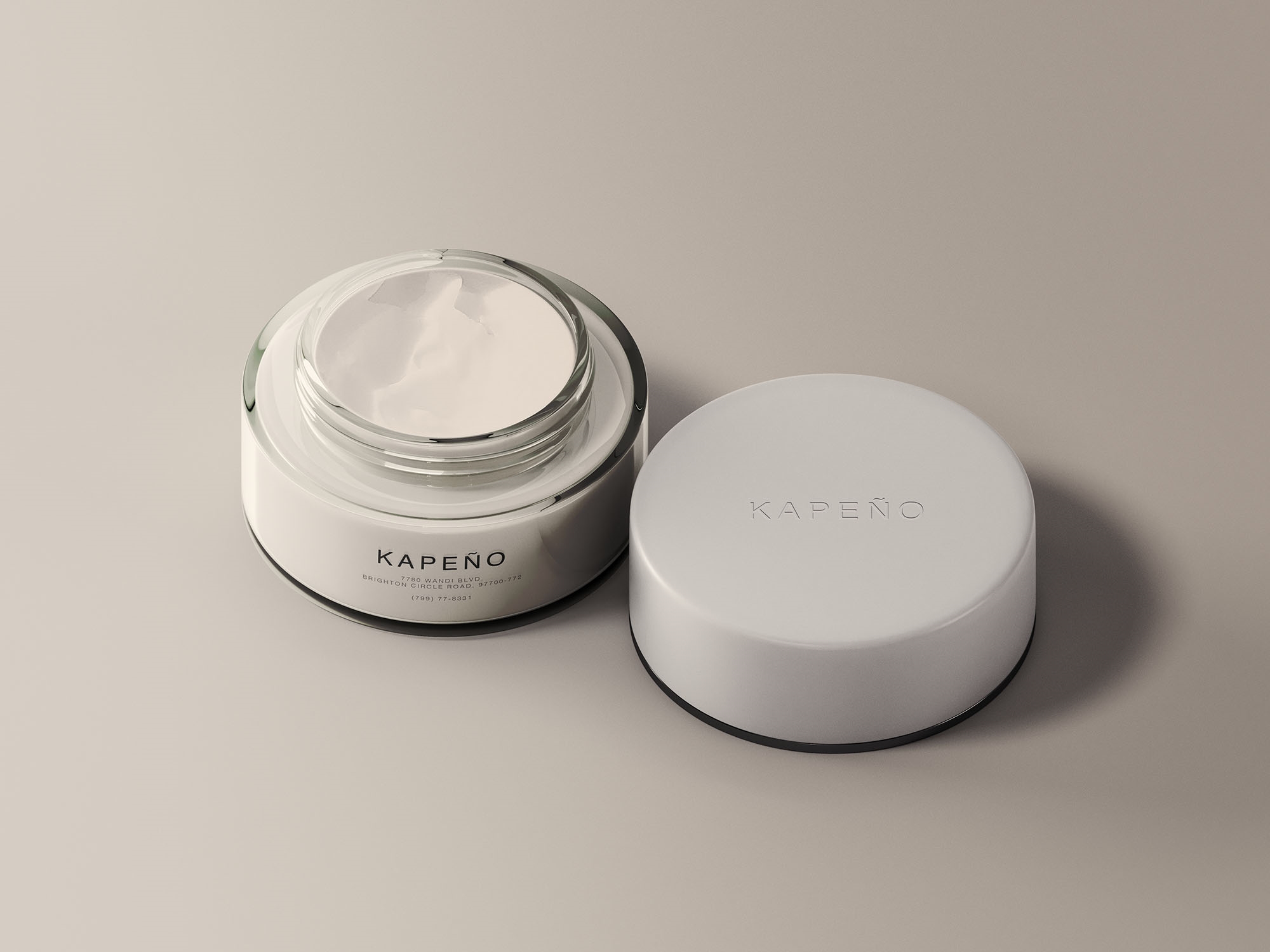 Realistic Cream Jar with the Lid off Mockup FREE PSD