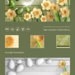Realistic Easter Scene Mockup with a Wooden Background