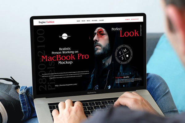 Realistic MacBook Pro Mockup Featuring Man Working