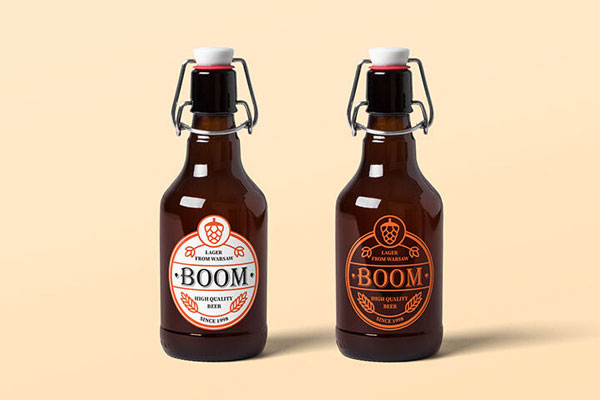 Realistic Mockup of Two Beer Bottles