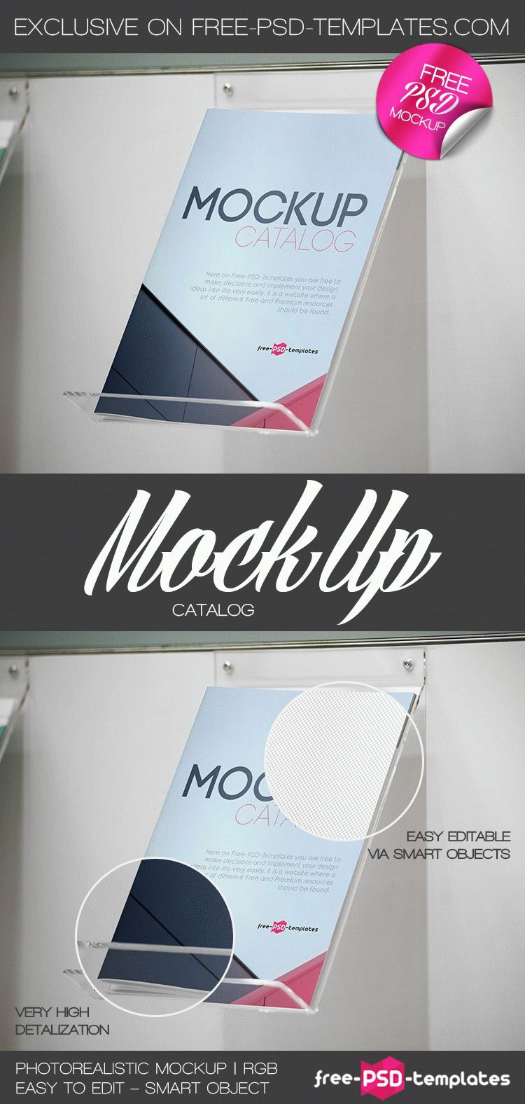 Realistic Mockup Showing an Angled View of a Catalog FREE PSD