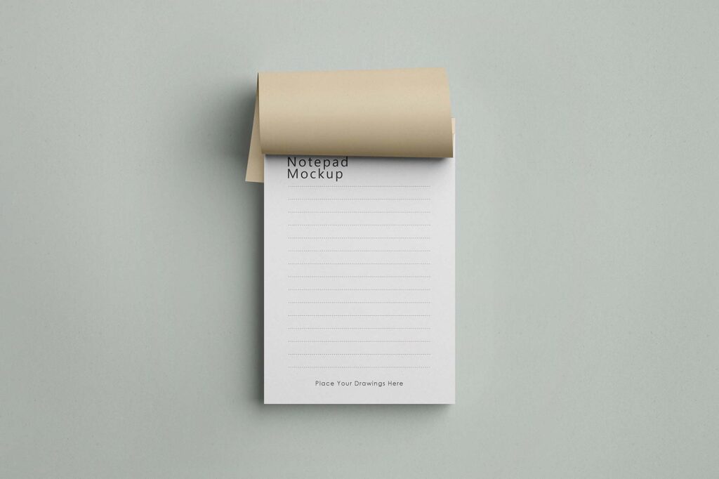 Realistic Notepad Mockup in Facing Vision
