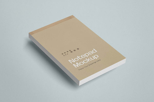 Realistic Notepad Mockup in Perspective View