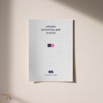 Realistic Paper Poster Mockup Attached Painted Wall