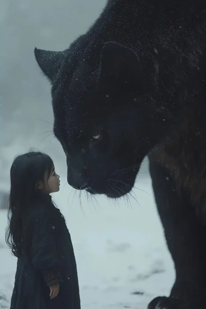 Realistic Photography Girl and Panther
