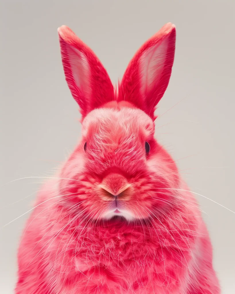 Realistic Pink Rabbit Portrait