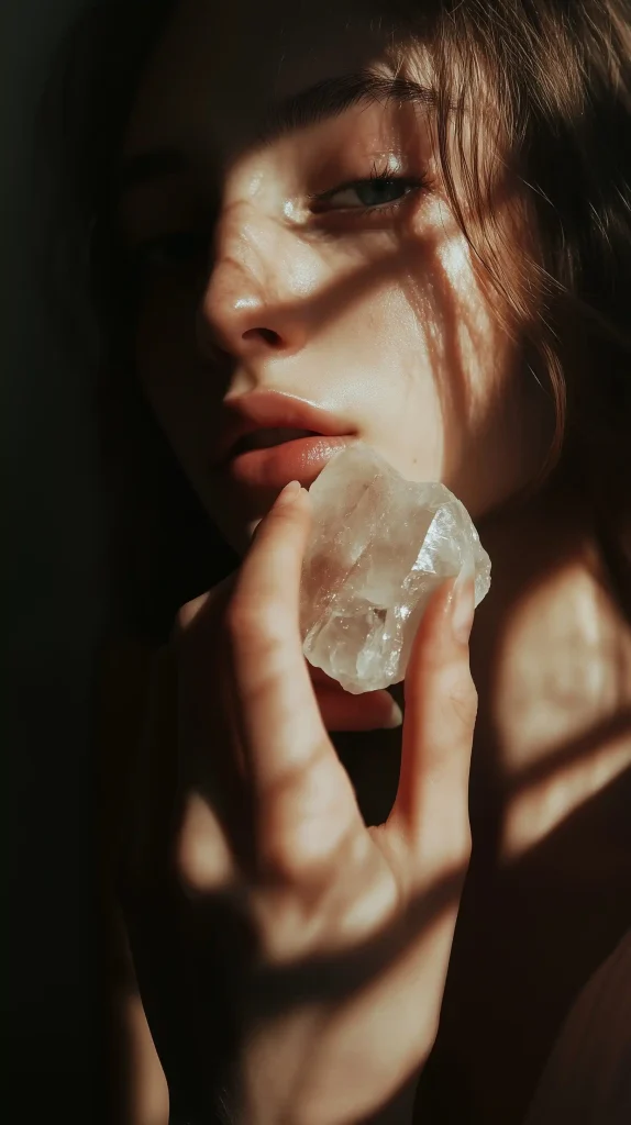 Realistic Portrait of Girl with Crystal
