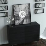 Realistic Poster on Drawer Mockup