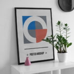 Realistic Poster on White Desk Mockup