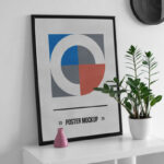 Realistic Poster on White Desk Mockup