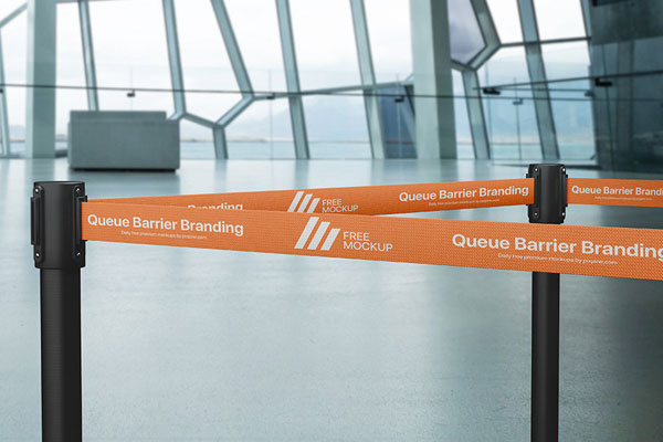 Realistic Queue Barrier Branding Mockup