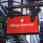Realistic Shop Banner with Outdoors View Mockup