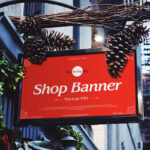 Realistic Shop Banner with Outdoors View Mockup