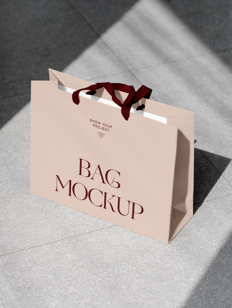 Realistic Shopping Bag Mockup on Street