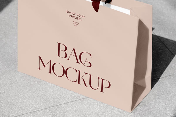 Realistic Shopping Bag Mockup on Street