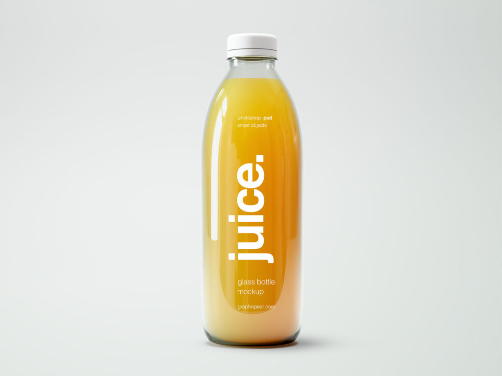 Realistic Small Glass Bottle Juice Mockup