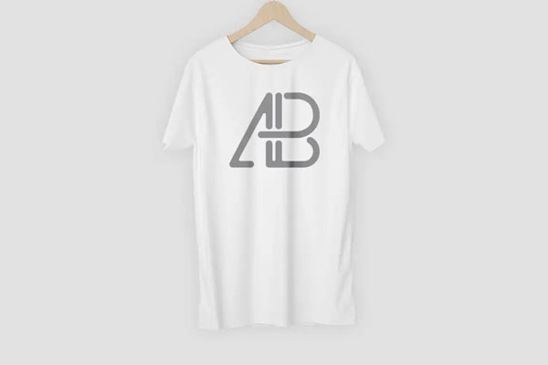 Realistic T-Shirt on a Wooden Hanger Mockup