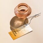 Realistic Vertical Label Mockup with Glass Vase