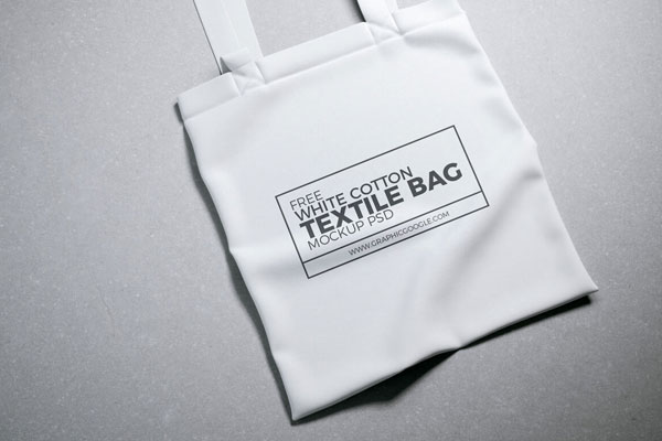 Realistic White Cotton Textile Shopping Bag Mockup