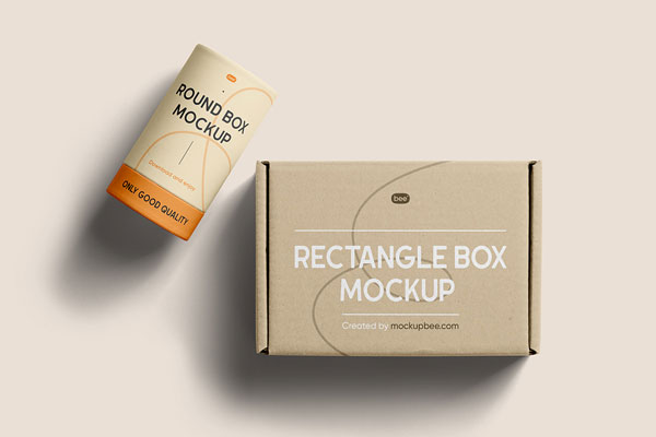 Rectangle and Tube Boxes Mockup