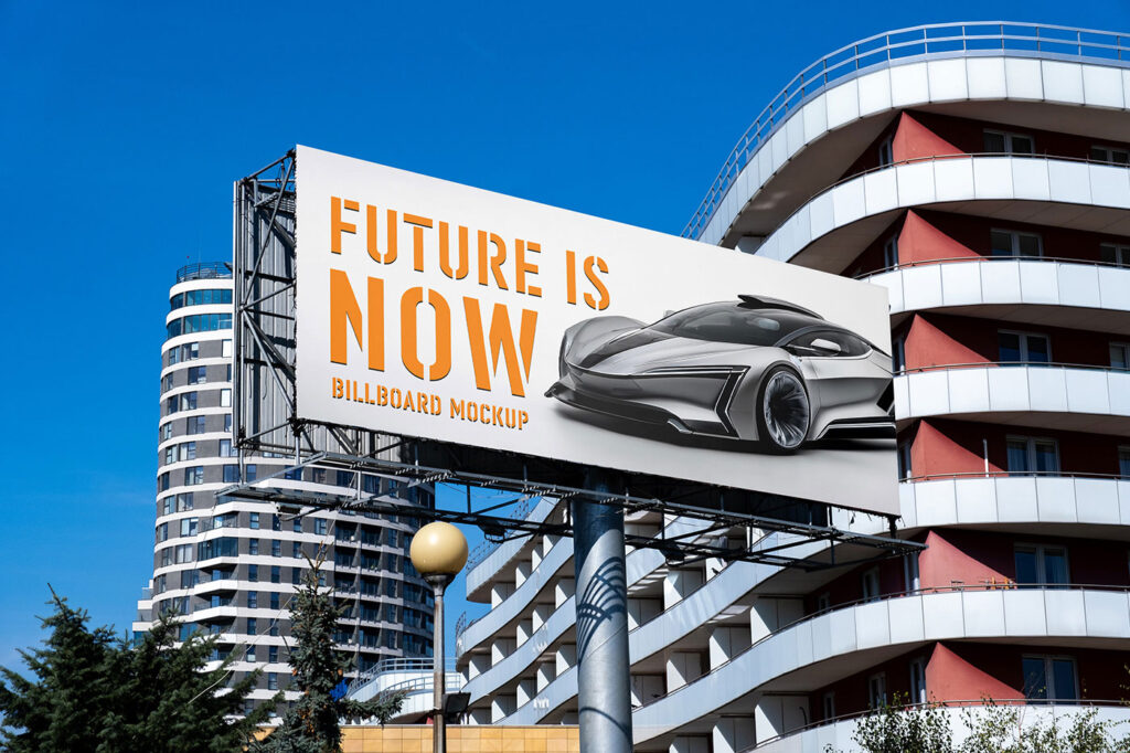 Rectangle Billboard in City Mockup