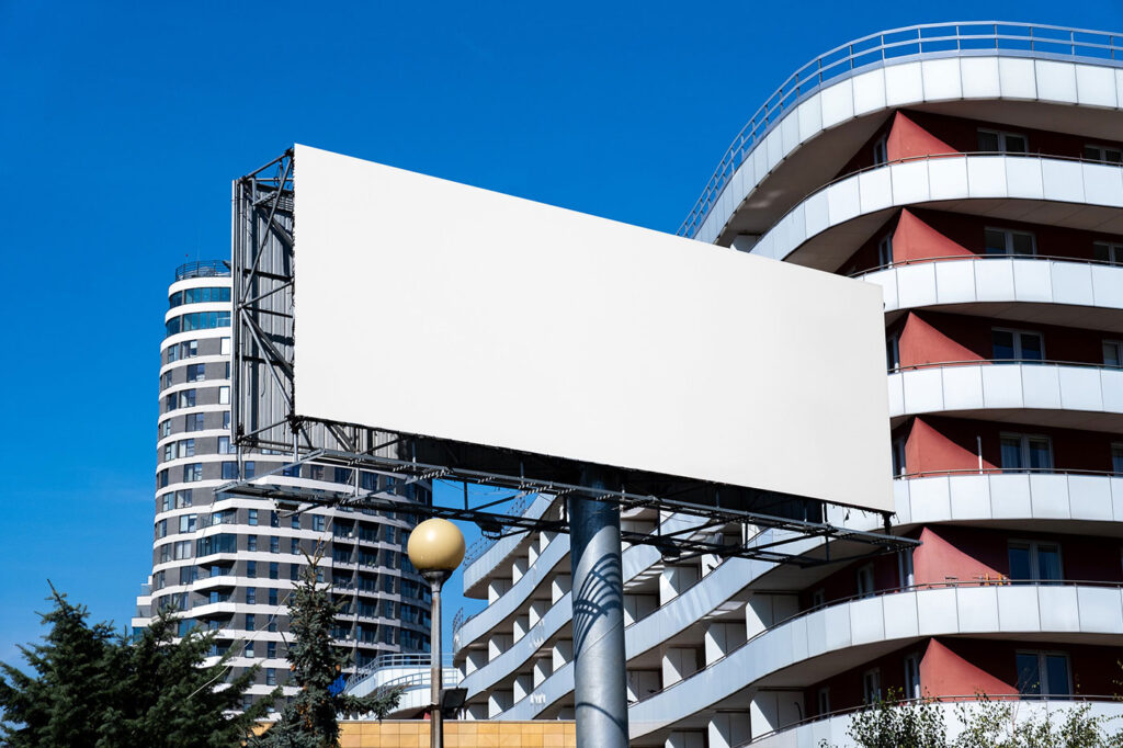 Rectangle Billboard in City Mockup