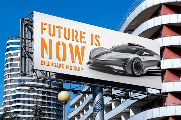 Rectangle Billboard in City Mockup