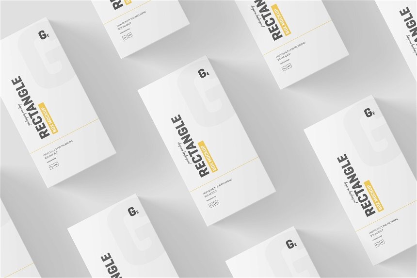 Rectangle Box Packaging Mockup in 4 Views FREE PSD