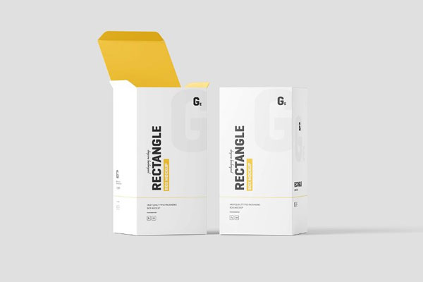 Rectangle Box Packaging Mockup in 4 Views