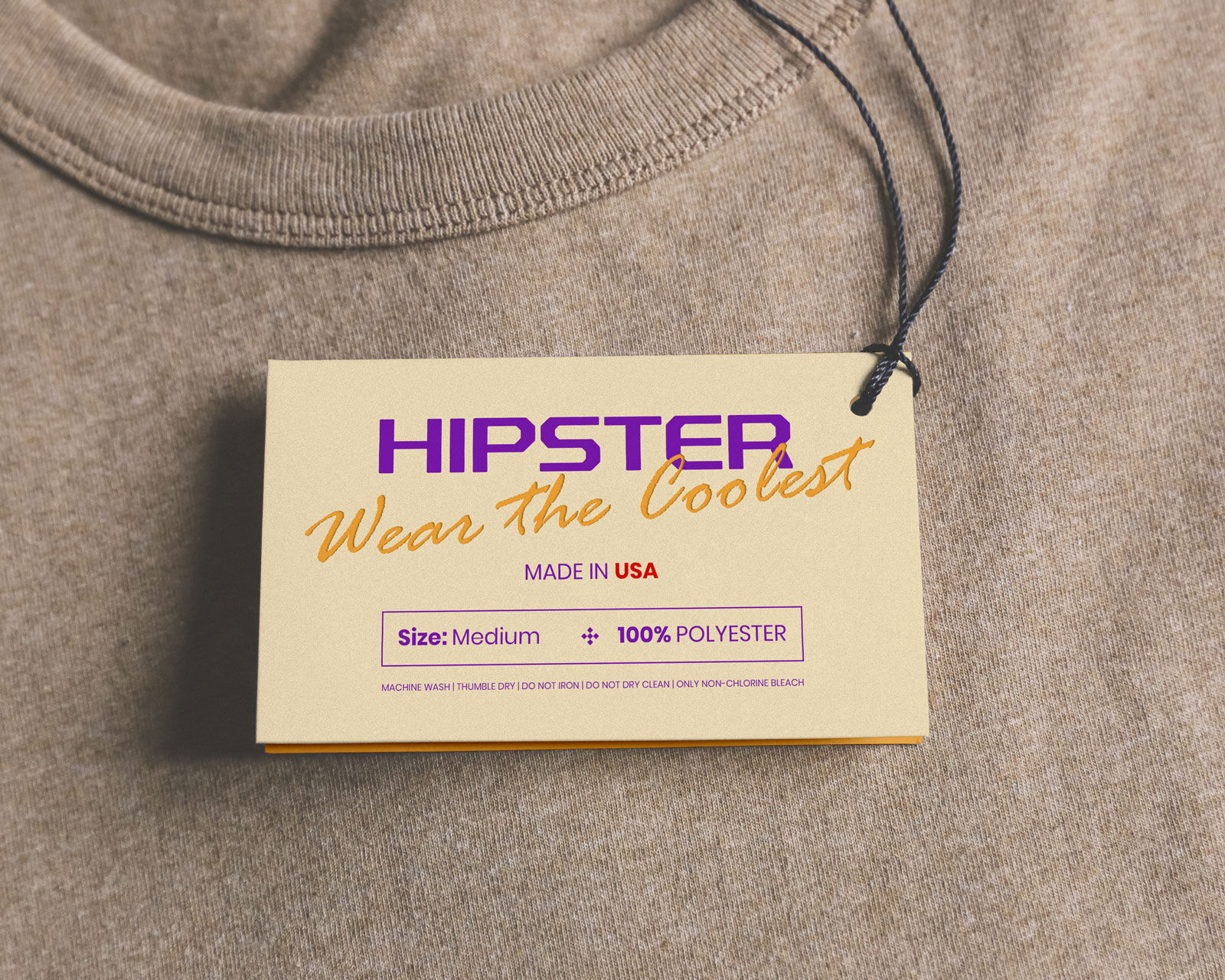 Rectangle Clothing Hang Tag on a T-shirt Mockup FREE PSD