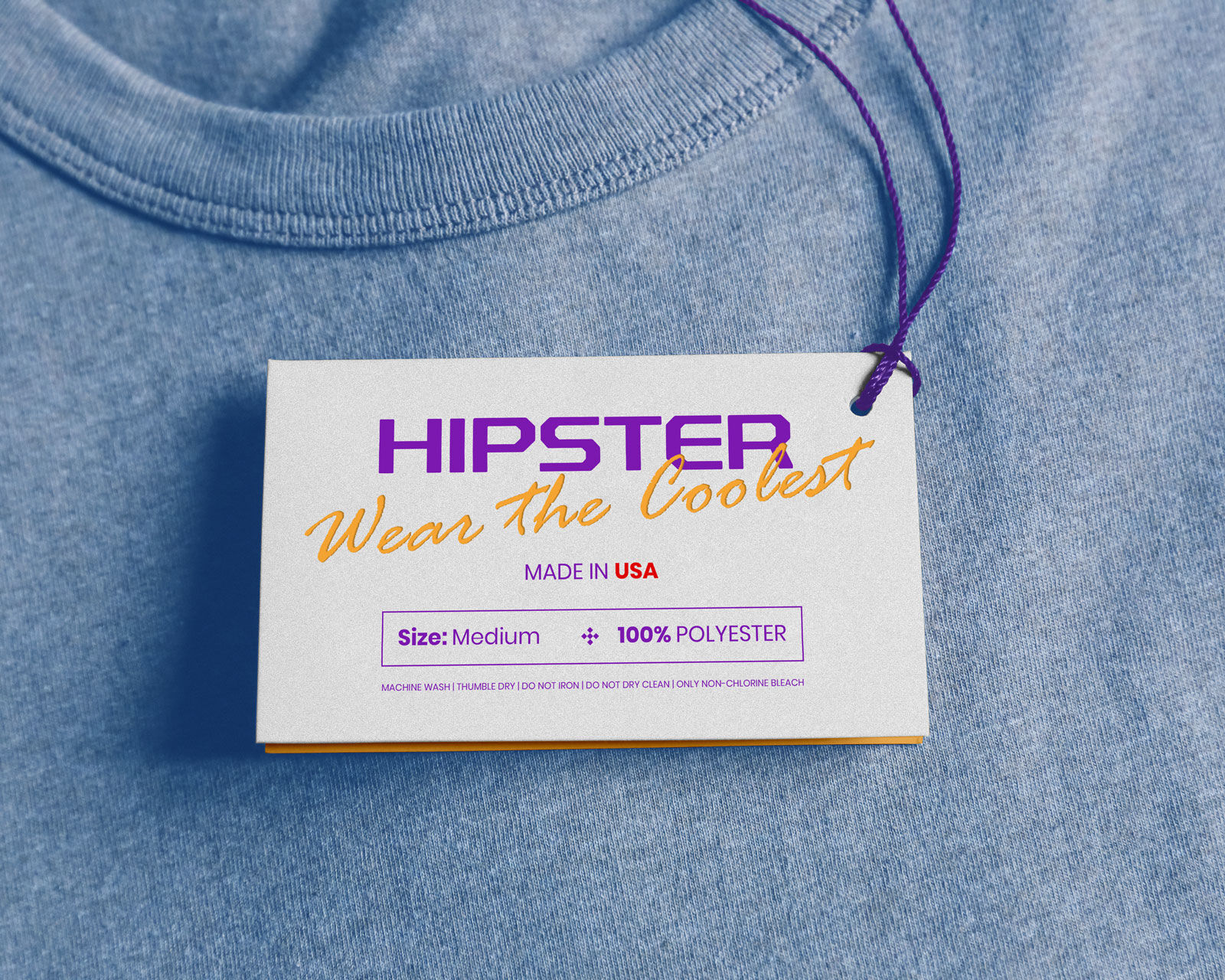 Rectangle Clothing Hang Tag on a T-shirt Mockup FREE PSD