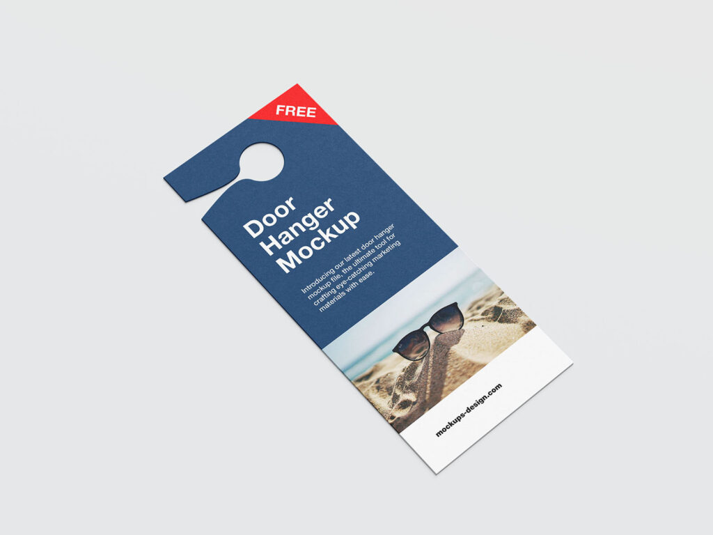 Rectangle Door Hanger Mockup in 4 Shots